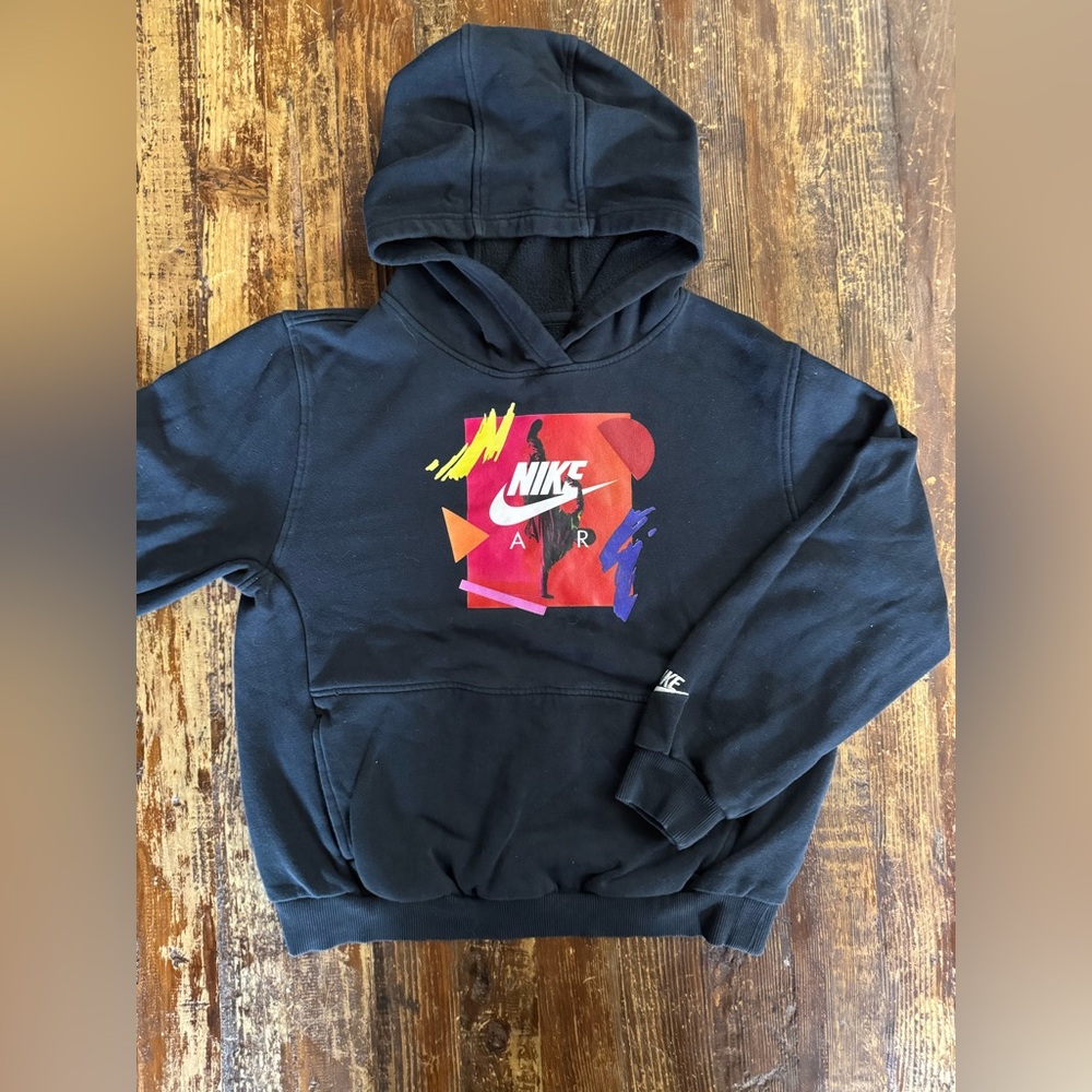 Nike Kids Black Hoodie with Colorful Graphic